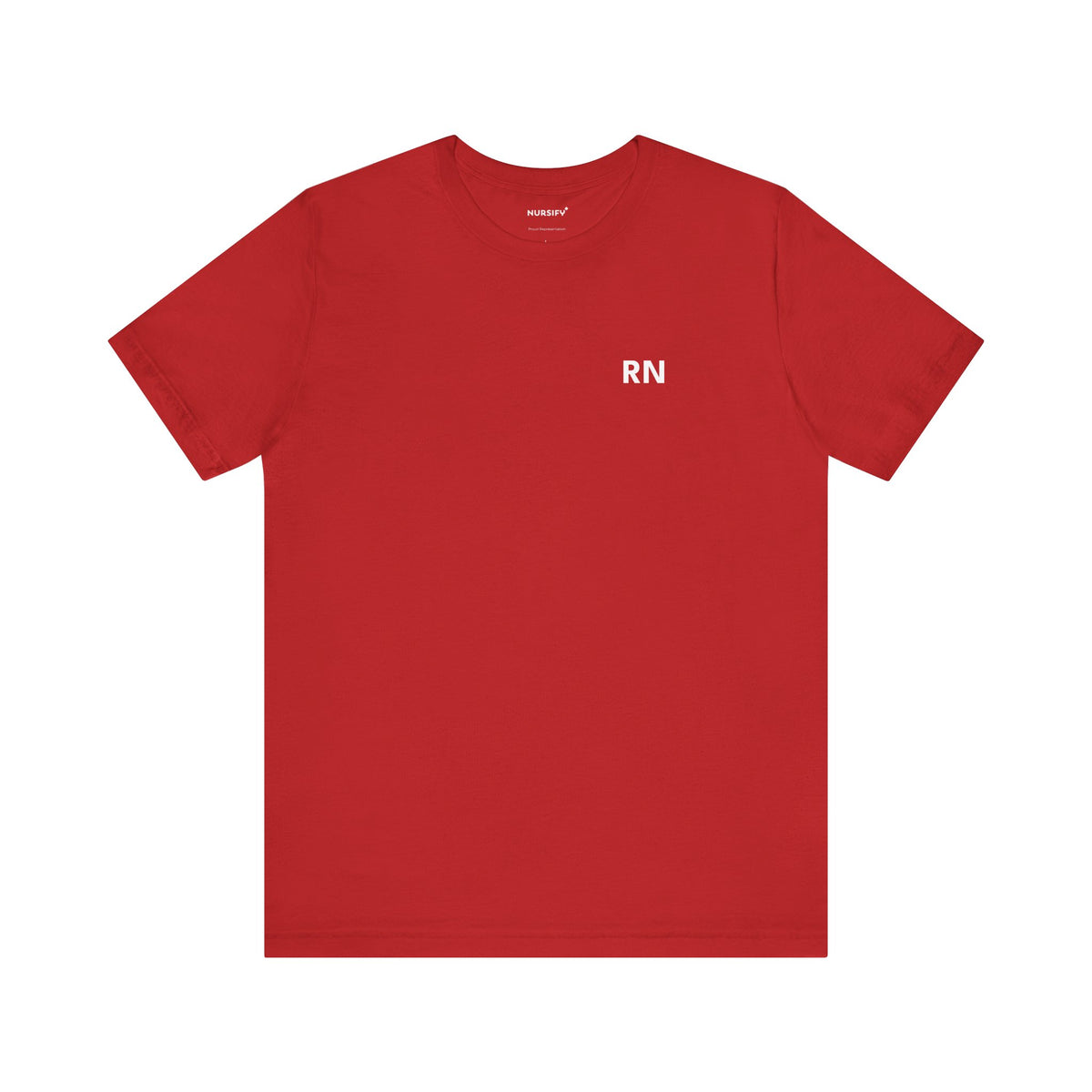 Front view of the RN nurse T-shirt in an available colour, showing small RN lettering high on the left chest.