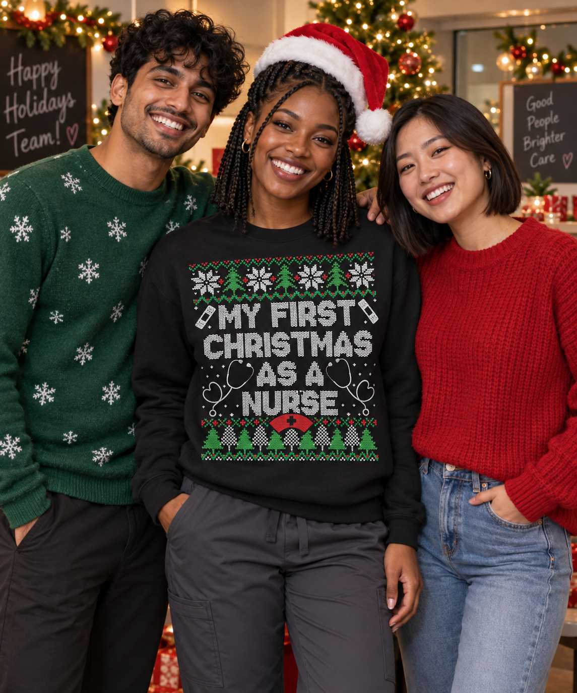 My First Christmas as a Nurse Sweatshirt, Christmas Trees