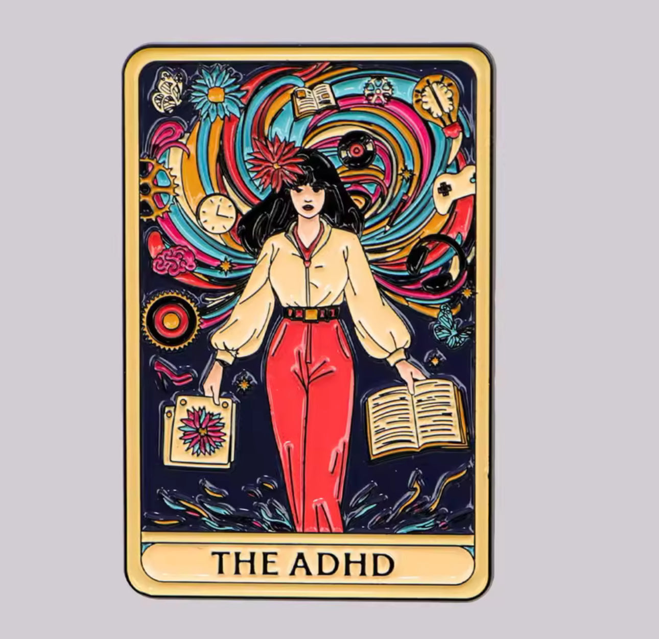 The ADHD Tarot Enamel Pin โ Colorful ADHD-Inspired Art Pin for Neurodivergent Creatives, Mental Health Awareness, and Collectors