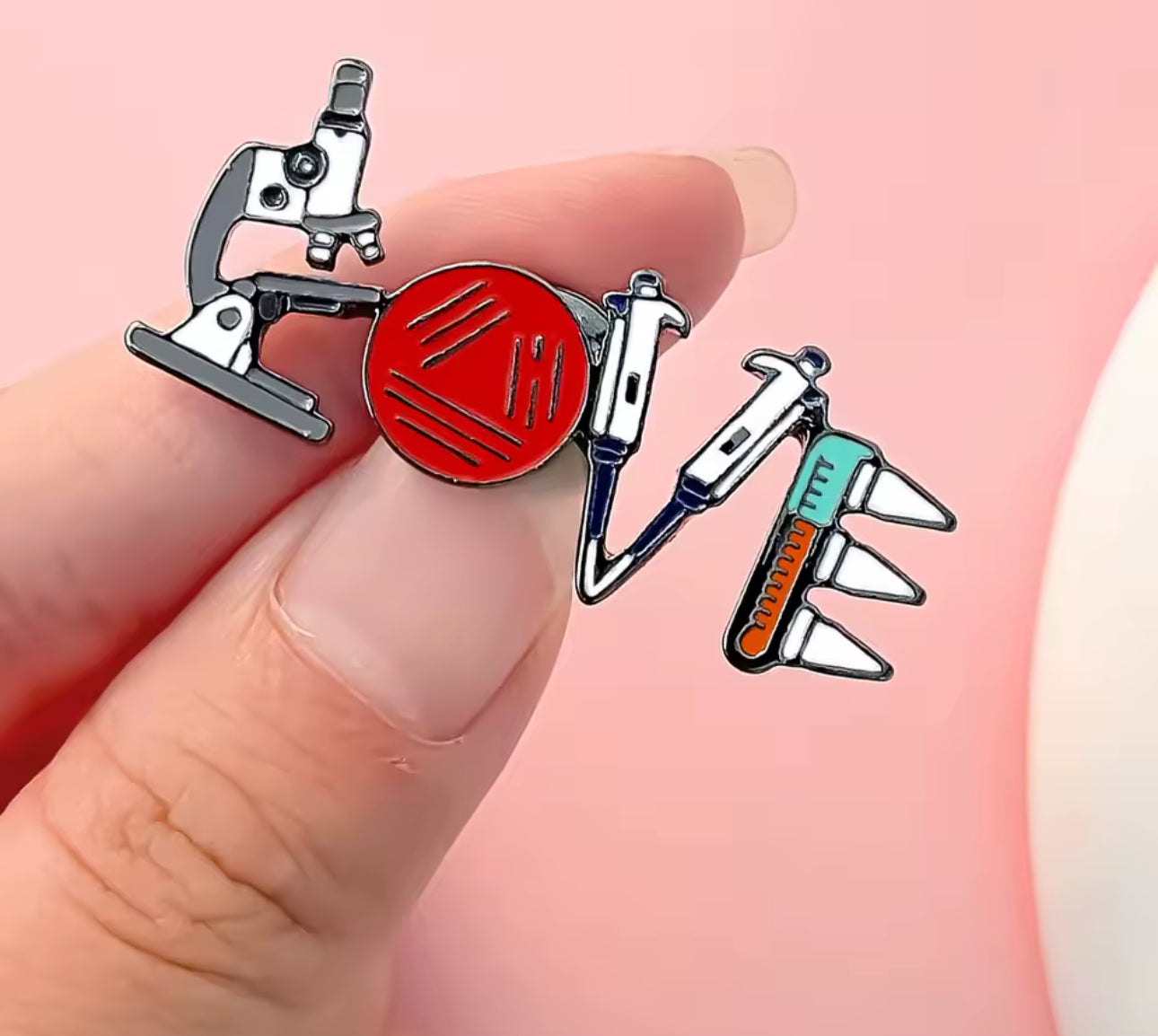 Science Enamel Pins β Test Tube, Germ Cell & Microscope, Lab Flask, and LOVE Design Pins for STEM Lovers, Lab Techs & Healthcare Pros