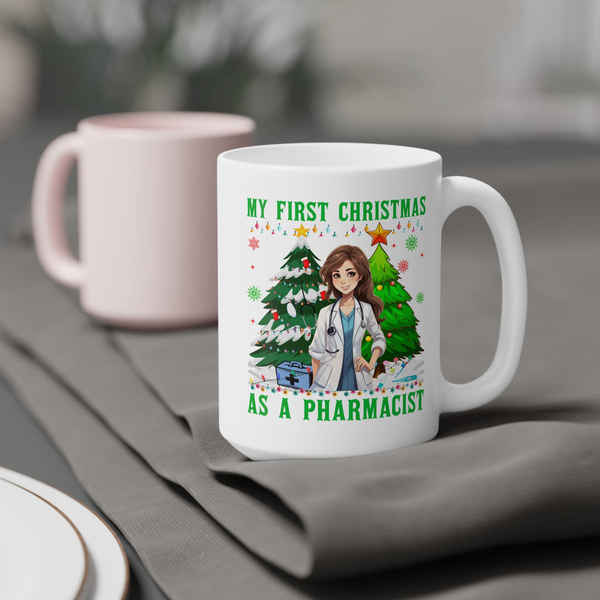 My First Christmas as a Pharmacist Mug, Portrait