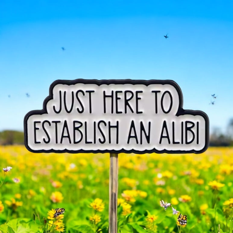 Just Here to Establish an Alibi – Funny Cloud Enamel Pin for True Crime Fans, Introverts & Sarcastic Humor Lovers