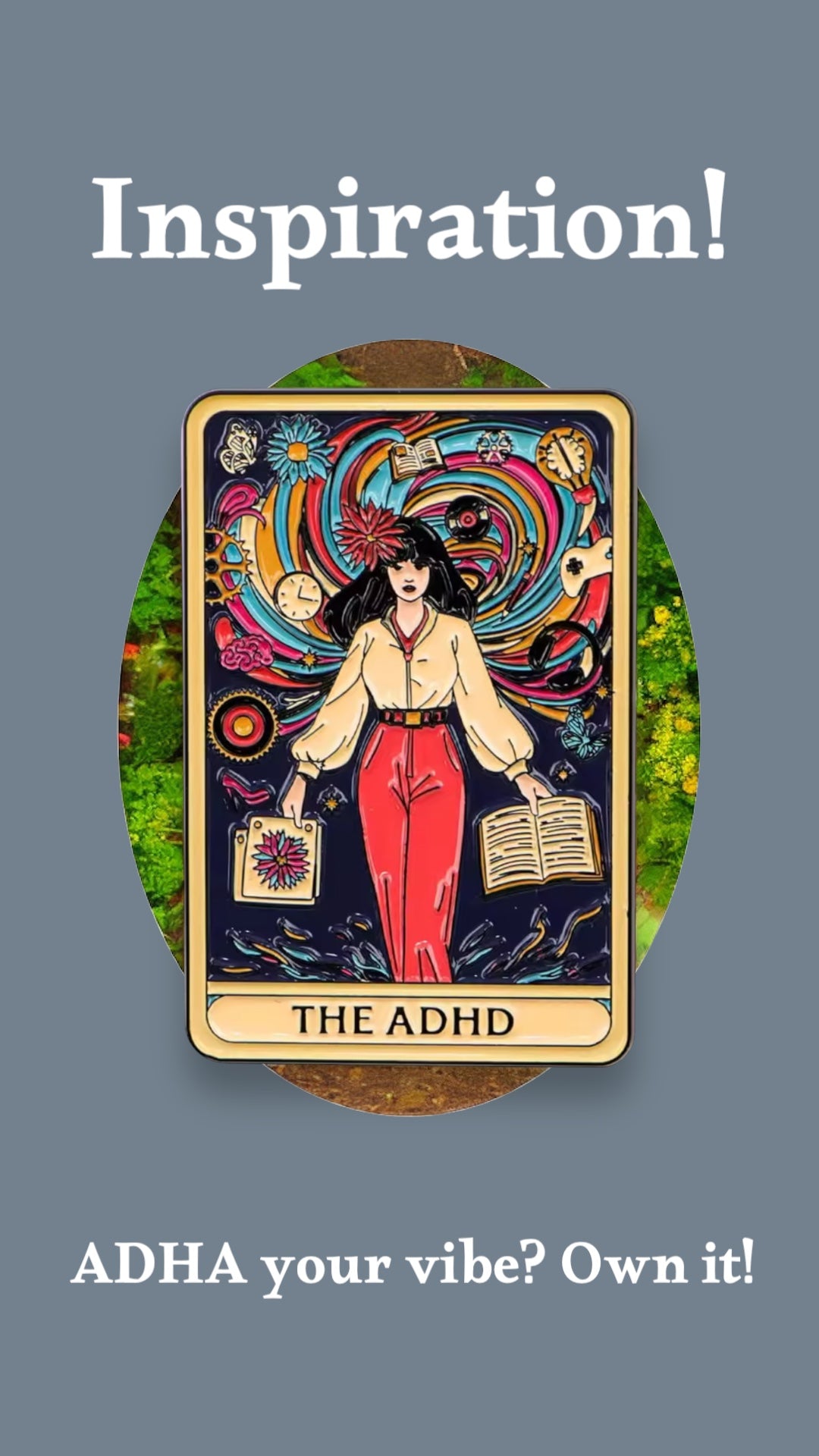 The ADHD Tarot Enamel Pin โ Colorful ADHD-Inspired Art Pin for Neurodivergent Creatives, Mental Health Awareness, and Collectors