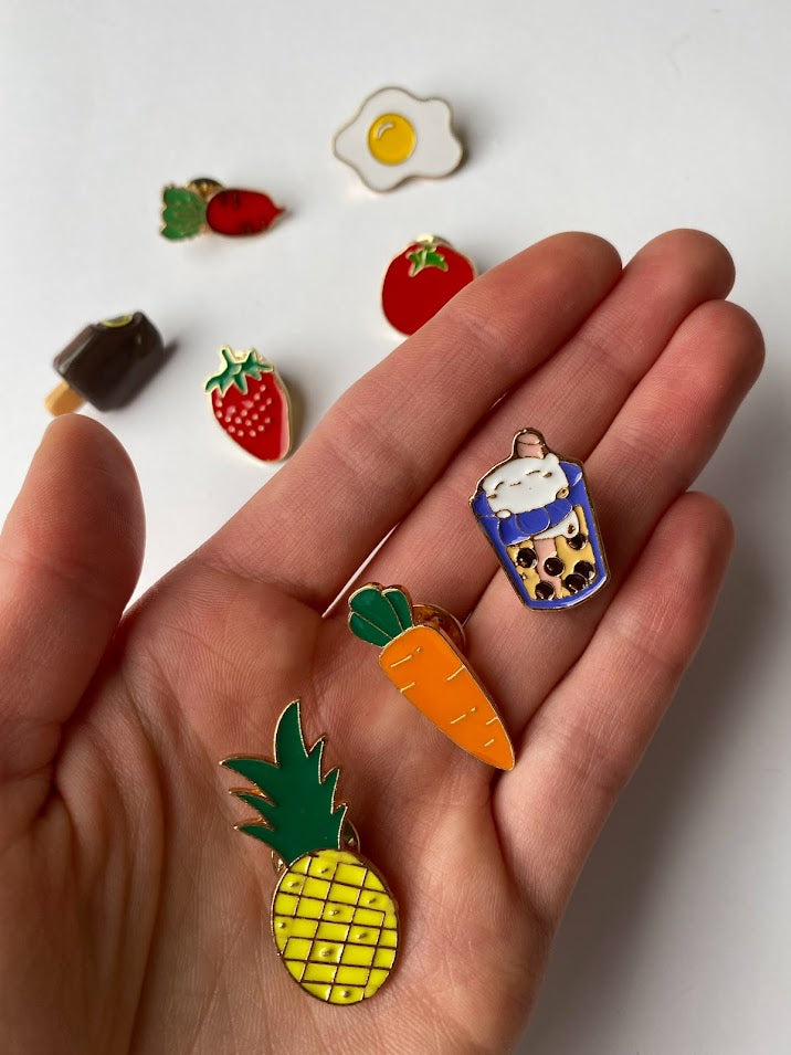 FOOD ENAMEL PINS, Food, Fruit and Veggies, Clothing Accessory, Foodie Gift