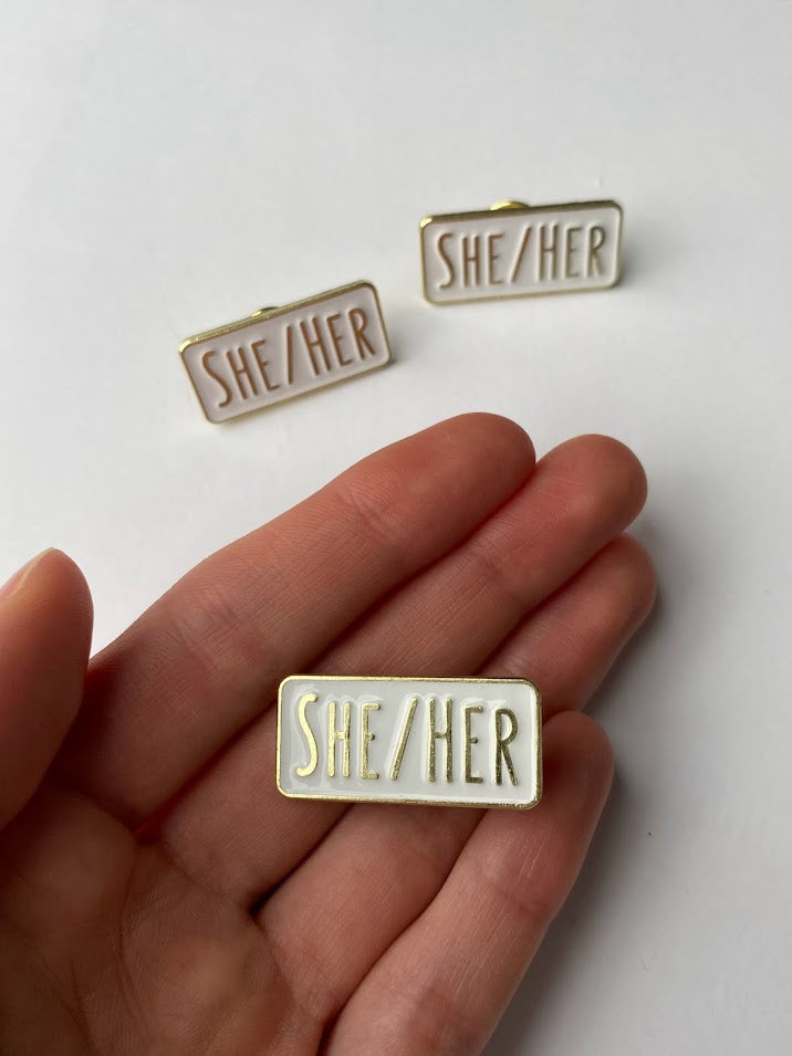 SHE/HER PRONOUN ENAMEL PIN, Pronoun Pin, Gender Identity Pin,