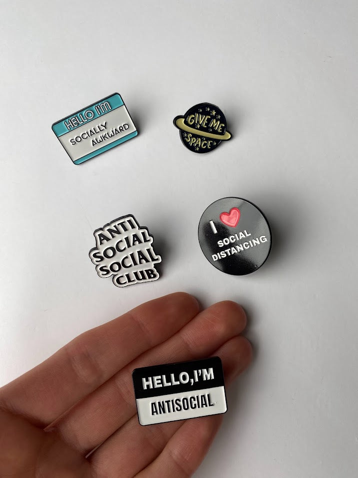 INTROVERT ENAMEL PIN, Antisocial, Shy Pin