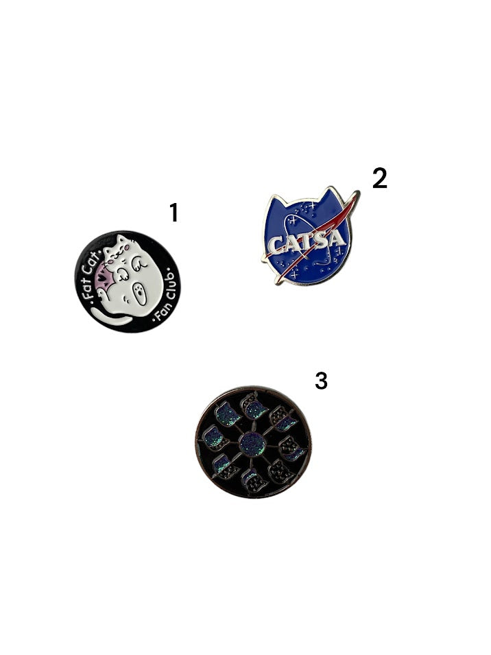 CAT ENAMEL PIN, CATSA Pin, Fat Cat, Pin, Cat Moon Cycle Pin, Cat Lover Gift