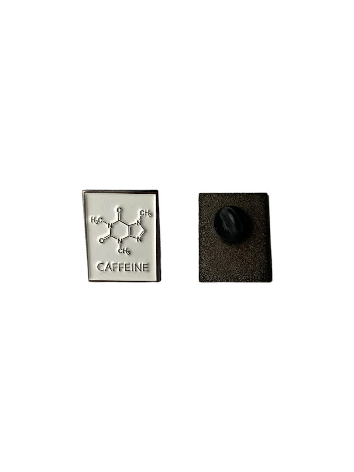 CHEMICAL STRUCTURE ENAMEL PIN, Caffeine, Dopamine, Serotonin, Chemistry Pin