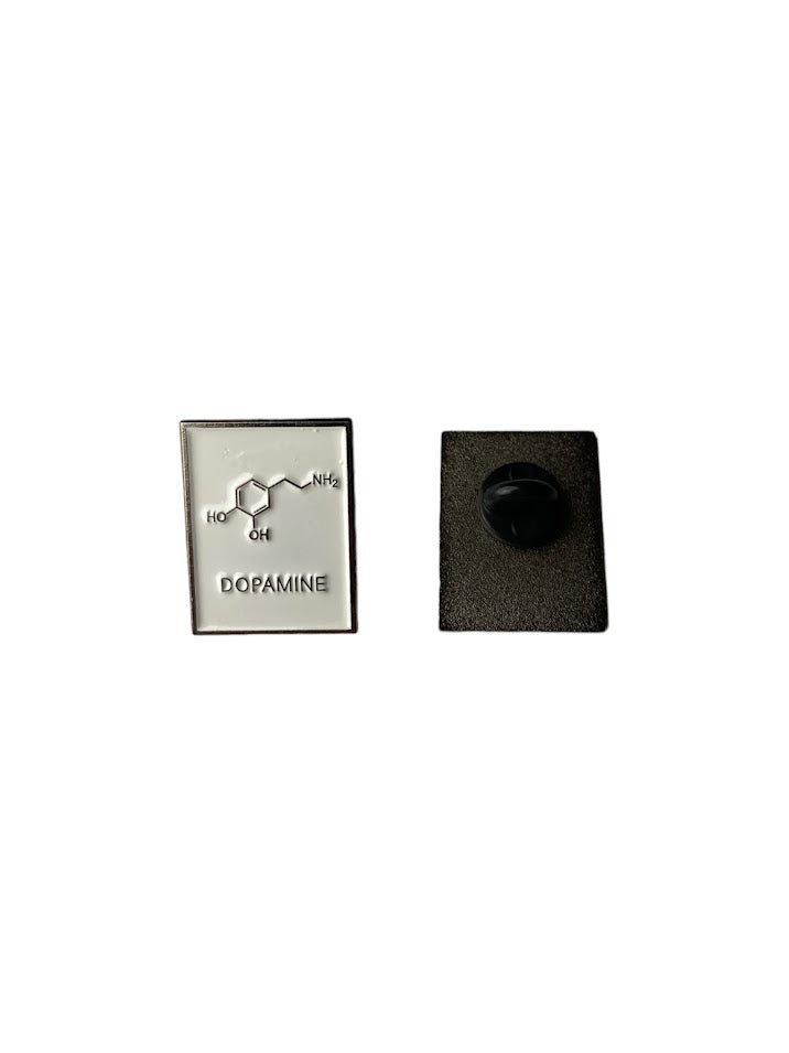 CHEMICAL STRUCTURE ENAMEL PIN, Caffeine, Dopamine, Serotonin, Chemistry Pin