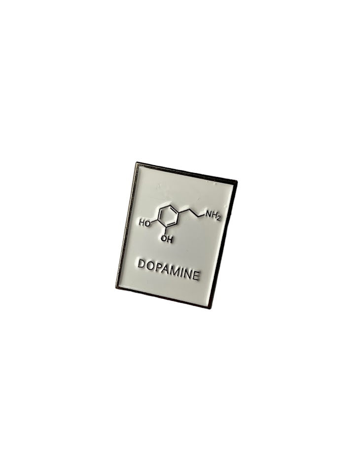 CHEMICAL STRUCTURE ENAMEL PIN, Caffeine, Dopamine, Serotonin, Chemistry Pin