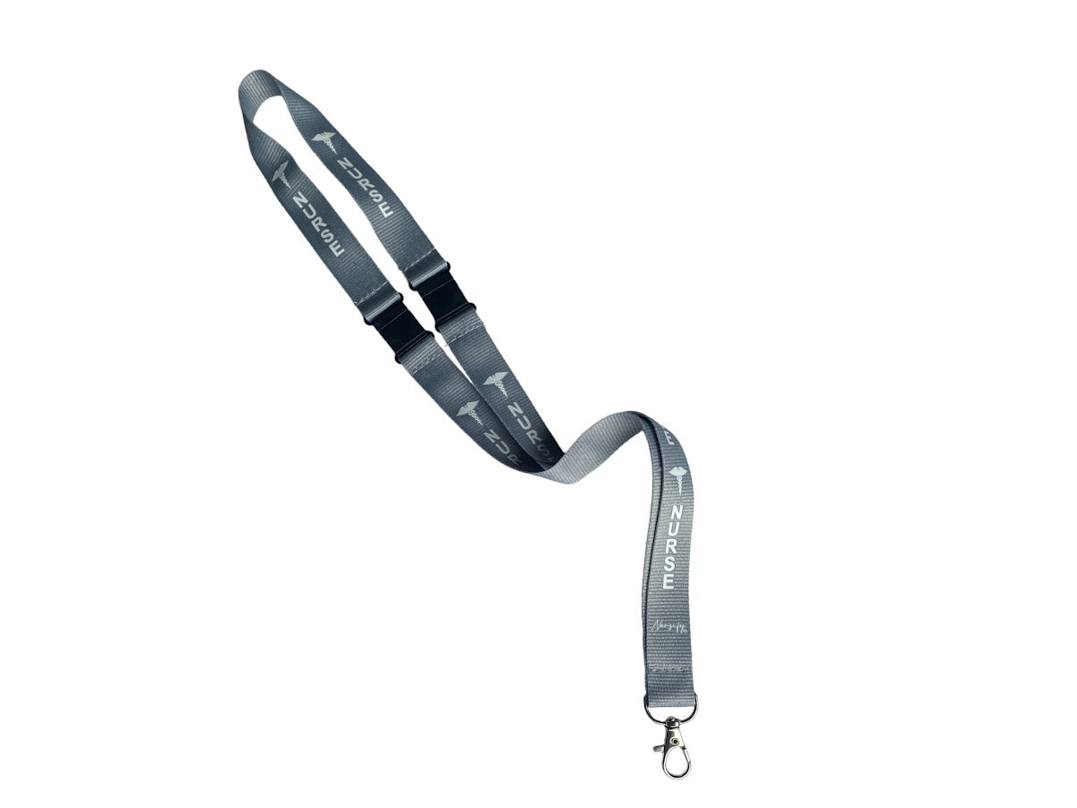 NURSE LANYARD GREY, badge holder/key holder with 2 breakaway, Nurse Gift
