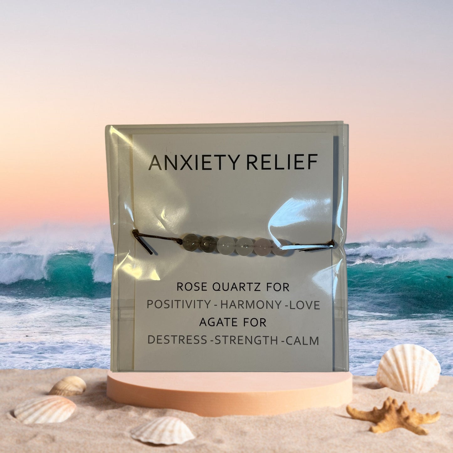 POSITIVITY BRACELET, Anxiety Relief Bracelet, Stone Bracelet, Brown Bracelet Strap