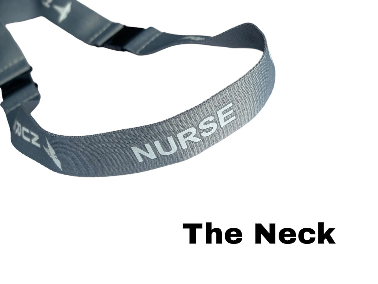 NURSE LANYARD GREY, badge holder/key holder with 2 breakaway, Nurse Gift