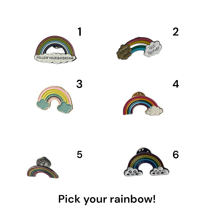 RAINBOW ENAMEL PINS, Different Rainbow Pins, Clothing Accessory, Rainbow Designs