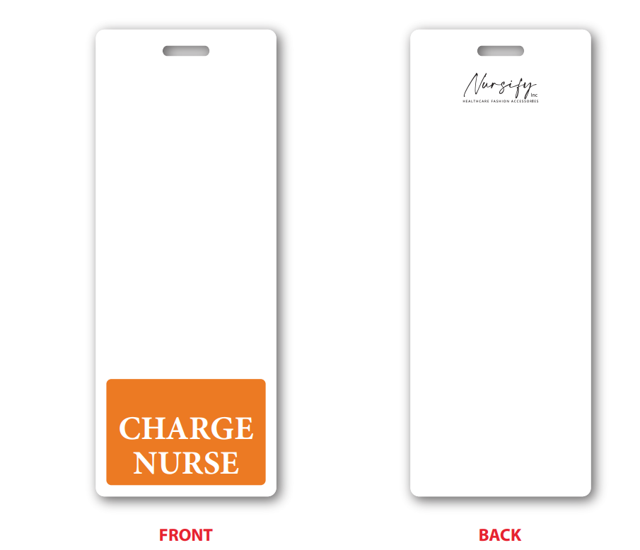 ORANGE CHARGE NURSE BADGE BUDDY, Nurse Badge Buddy, Nurse Id, Nurse Gift, Vertical Badge Buddy, Nurse Bae