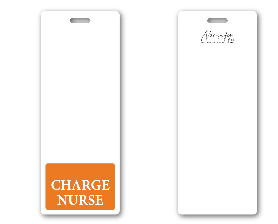 ORANGE CHARGE NURSE BADGE BUDDY, Nurse Badge Buddy, Nurse Id, Nurse Gift, Vertical Badge Buddy, Nurse Bae