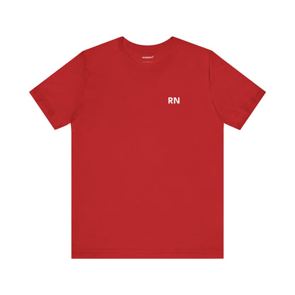 Front view of the RN nurse T-shirt in an available colour, showing small RN lettering high on the left chest.