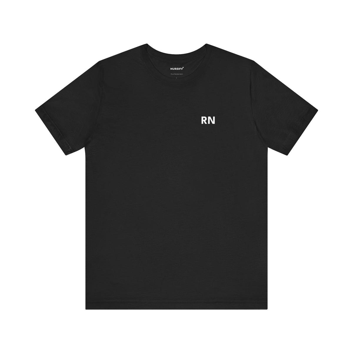 Front view of the RN nurse T-shirt in an available colour, showing small RN lettering high on the left chest.