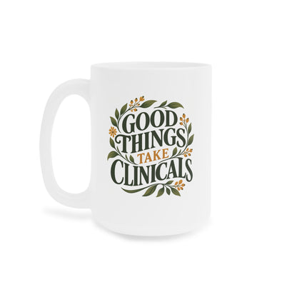 Good Things Take Clinicals Mug, Botanical Green, 15 oz, centred supplier side view