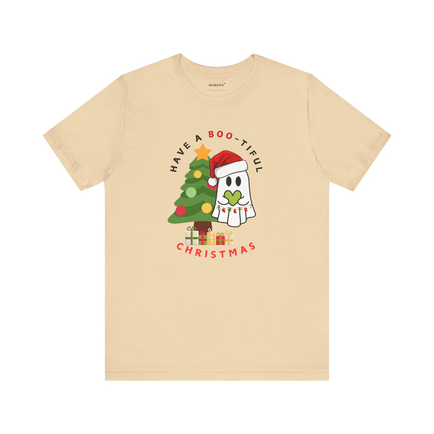 Cute Ghost Boo Christmas Nurse T-Shirt, Halloween Costume Shirt, Holiday Gift Tee, Funny Scary Outfit Top, Festive Spirit Apparel