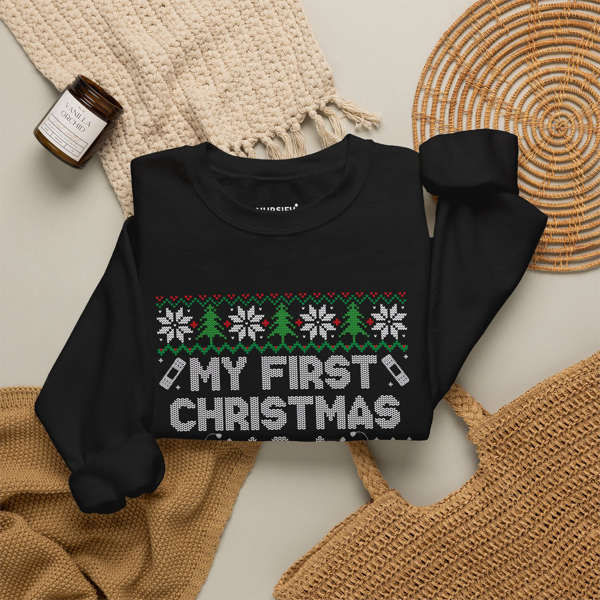 My First Christmas as a Nurse Sweatshirt, Christmas Trees