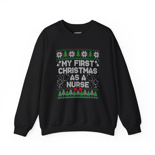 My First Christmas as a Nurse Sweatshirt, Christmas Trees