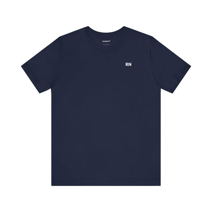 Navy Minimalist RN unisex T-shirt with small white RN chest design