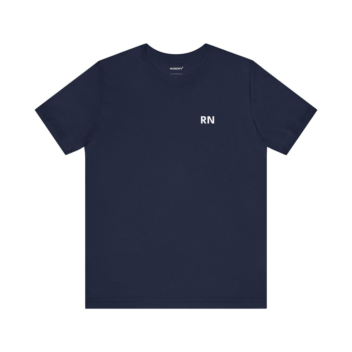 Front view of the RN nurse T-shirt in an available colour, showing small RN lettering high on the left chest.