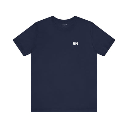 Front view of the RN nurse T-shirt in an available colour, showing small RN lettering high on the left chest.