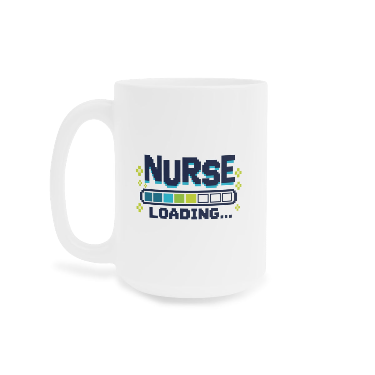 Nurse Loading Mug, Pixel Progress Bar, 15 oz, centred supplier side view