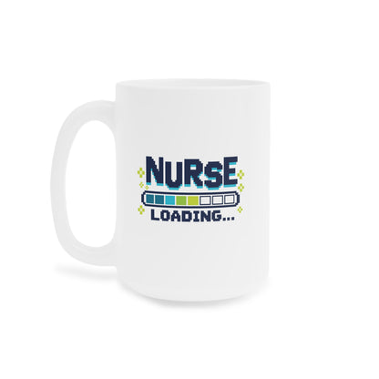Nurse Loading Mug, Pixel Progress Bar, 15 oz, centred supplier side view