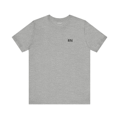 Front view of the RN nurse T-shirt in an available colour, showing small RN lettering high on the left chest.