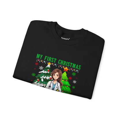 My First Christmas as a Pharmacist Sweatshirt, Portrait