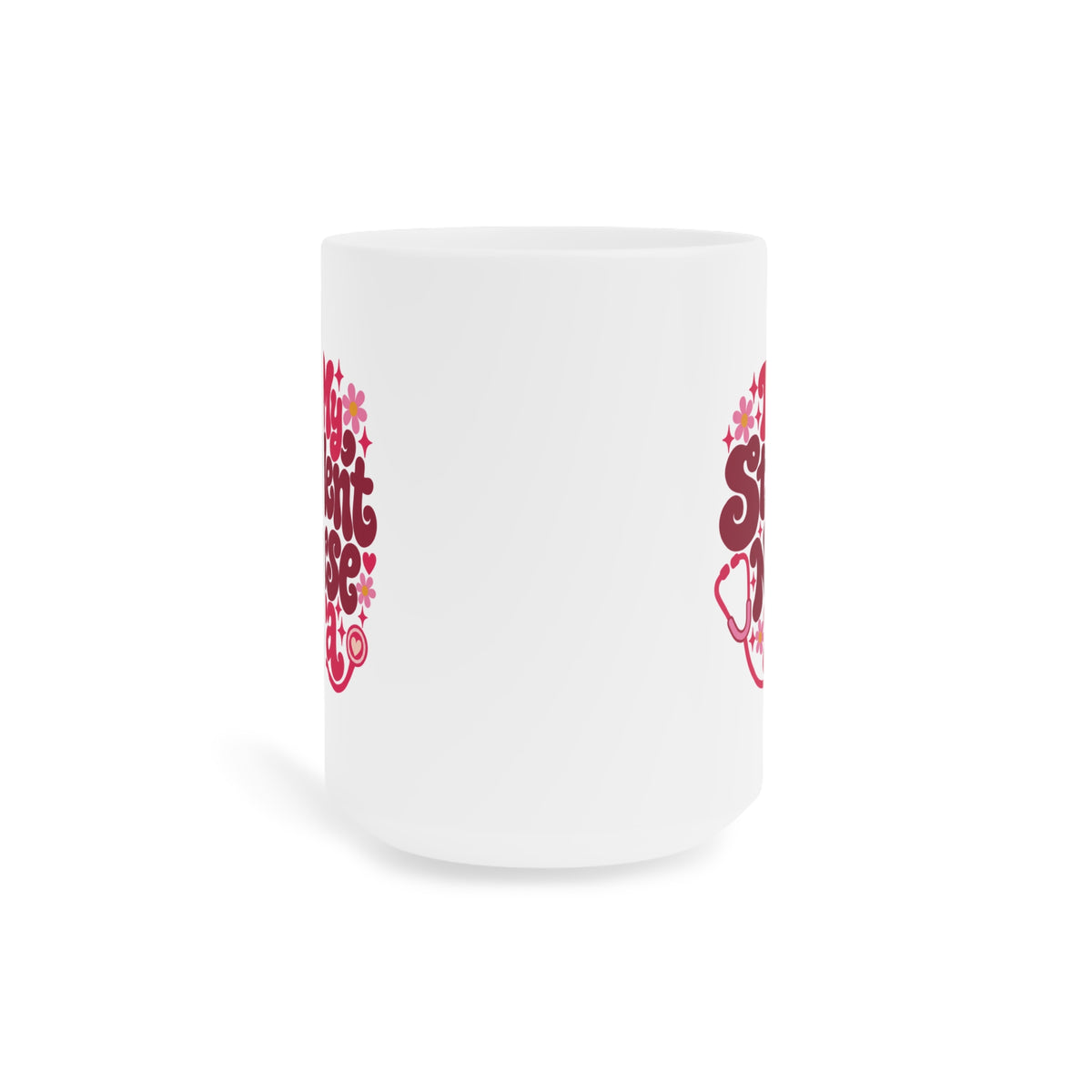 In My Student Nurse Era Mug, Pink Floral, 15 oz, centred supplier product angle