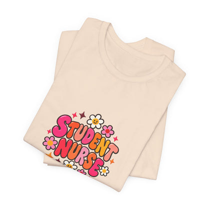 Student Nurse T-Shirt | Floral Button Design