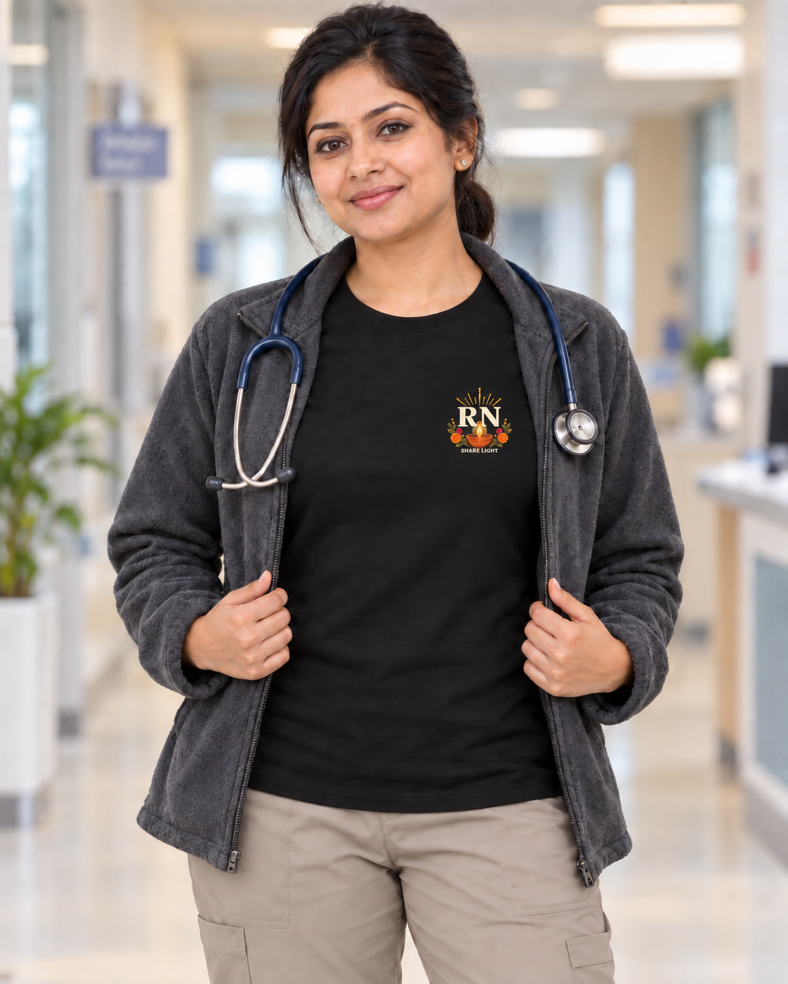 Share Light RN Diwali Left Chest T Shirt | Nursify