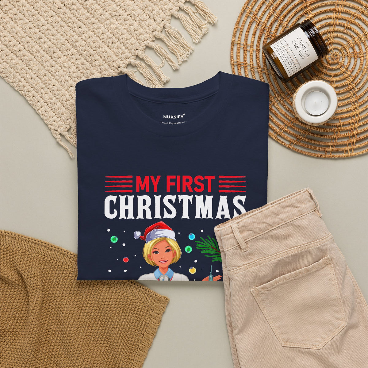 My First Christmas as a Nurse Practitioner T-Shirt, Santa Hat