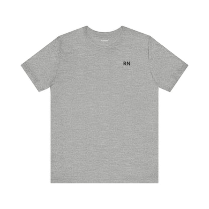 Athletic Heather Minimalist RN unisex T-shirt with small black RN chest design