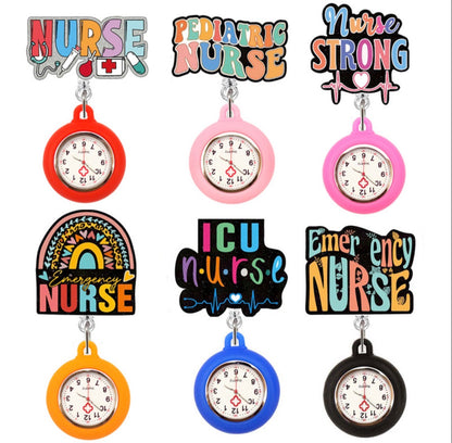Clip-On Nurse Badge Reel Watch – 360° Rotating Retractable ID Holder with Easy-Read Dial | Nurse Gift