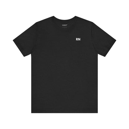 Black Minimalist RN unisex T-shirt with small white RN chest design