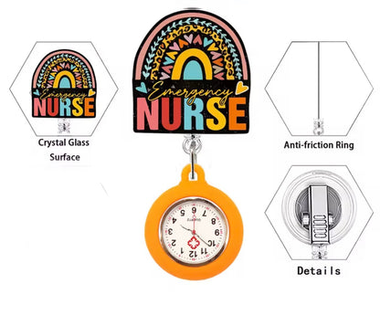 Clip-On Nurse Badge Reel Watch – 360° Rotating Retractable ID Holder with Easy-Read Dial | Nurse Gift