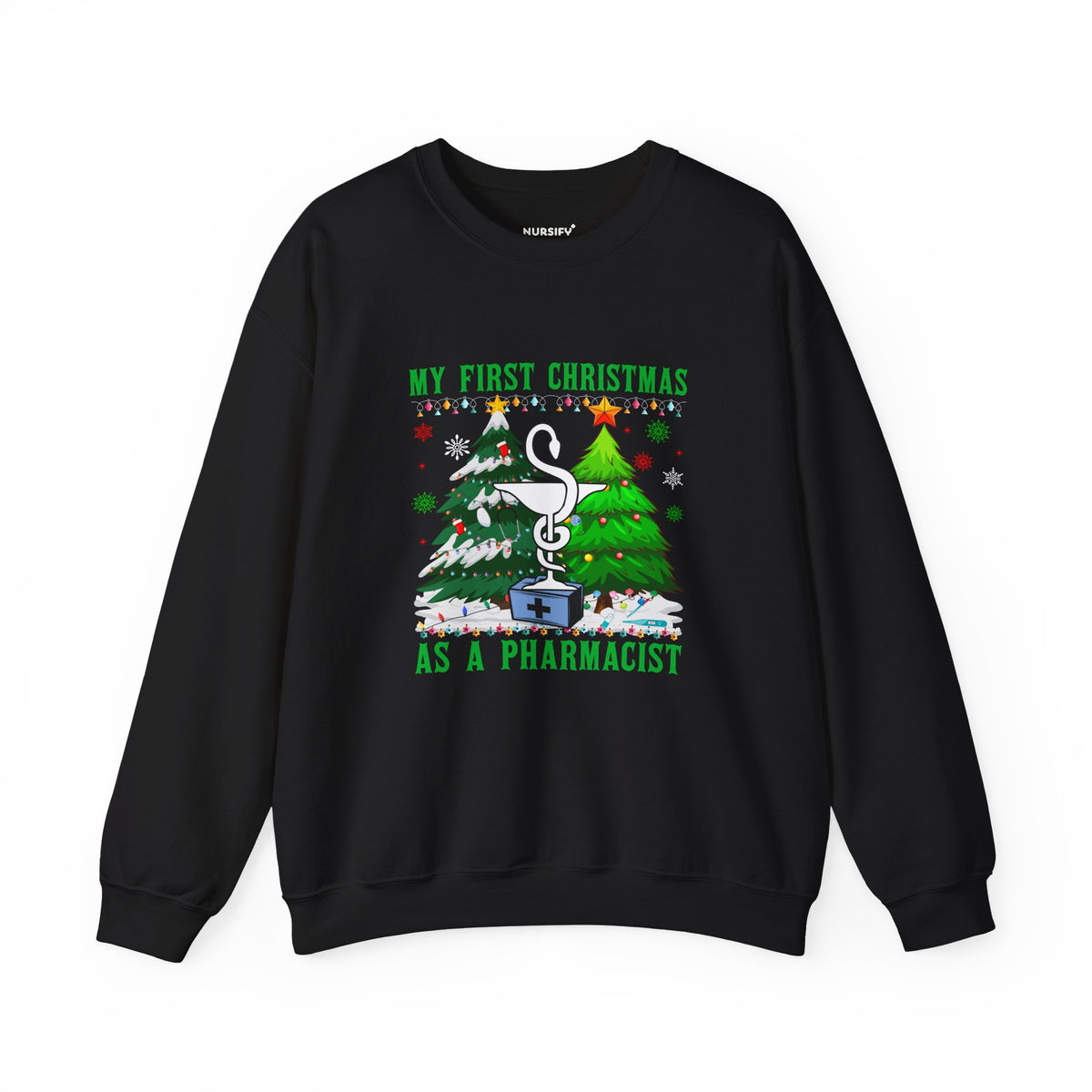 My First Christmas as a Pharmacist Sweatshirt, Pharmacy Symbol