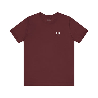 Front view of the RN nurse T-shirt in an available colour, showing small RN lettering high on the left chest.