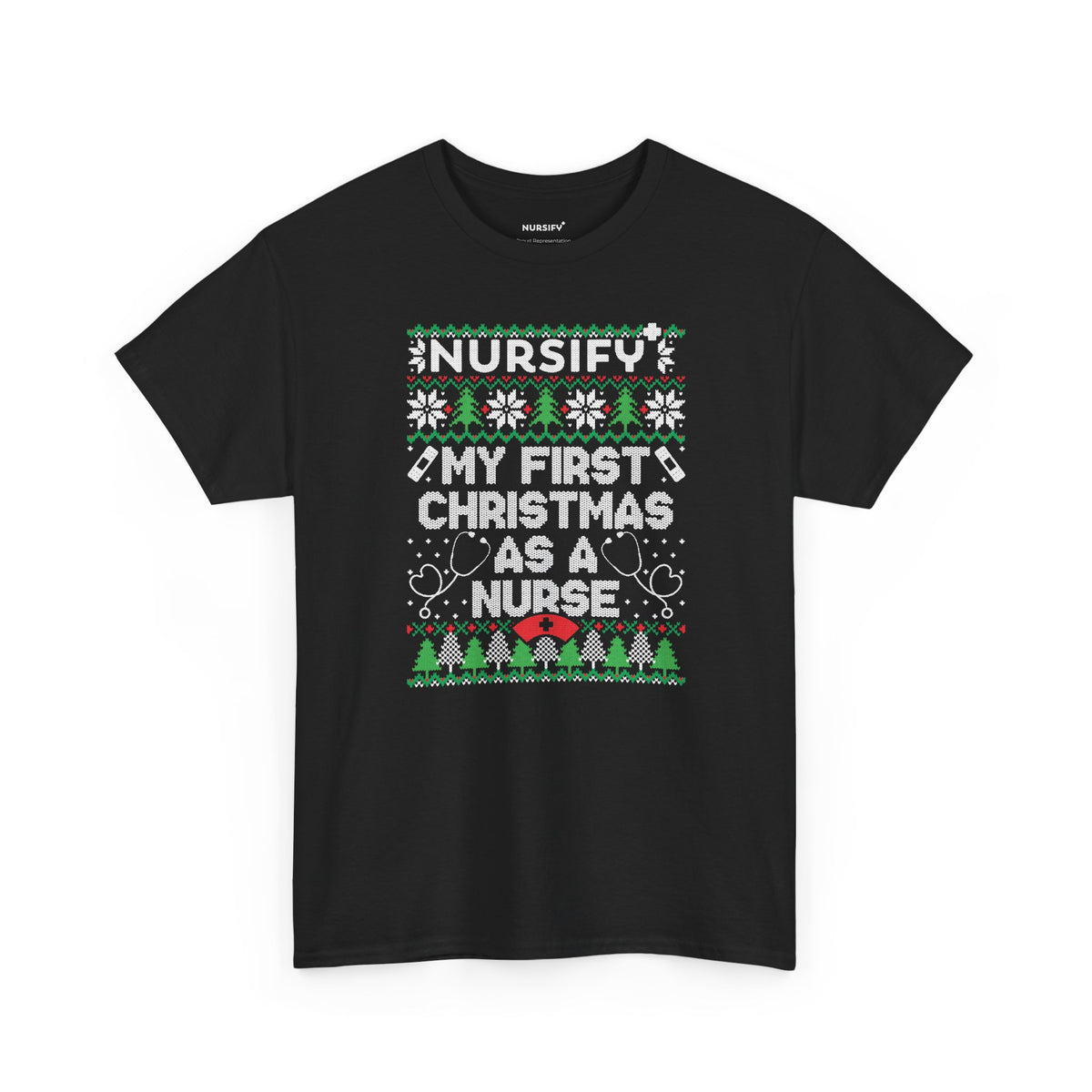 My First Christmas as a Nurse T-Shirt, Knit Snowflakes