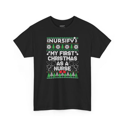 My First Christmas as a Nurse T-Shirt, Knit Snowflakes