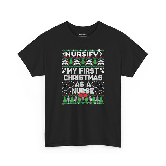 My First Christmas as a Nurse T-Shirt, Knit Snowflakes