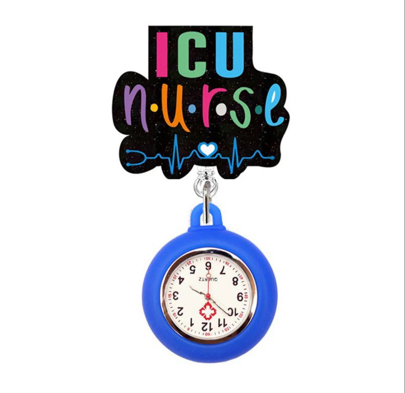 Clip-On Nurse Badge Reel Watch – 360° Rotating Retractable ID Holder with Easy-Read Dial | Nurse Gift