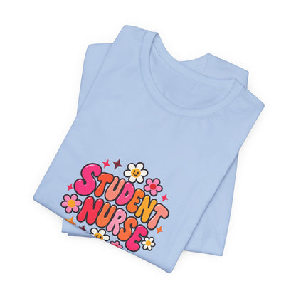 Student Nurse T-Shirt | Floral Button Design