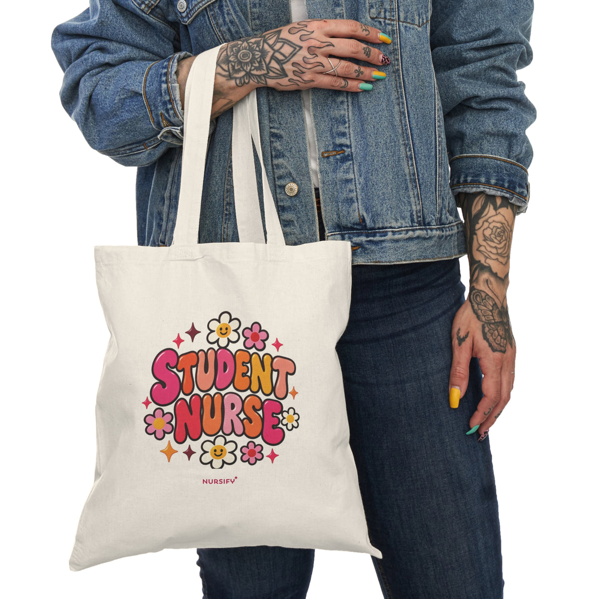 Student Nurse Tote Bag | Floral Button Design