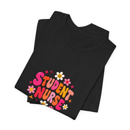 Student Nurse T-Shirt | Floral Button Design